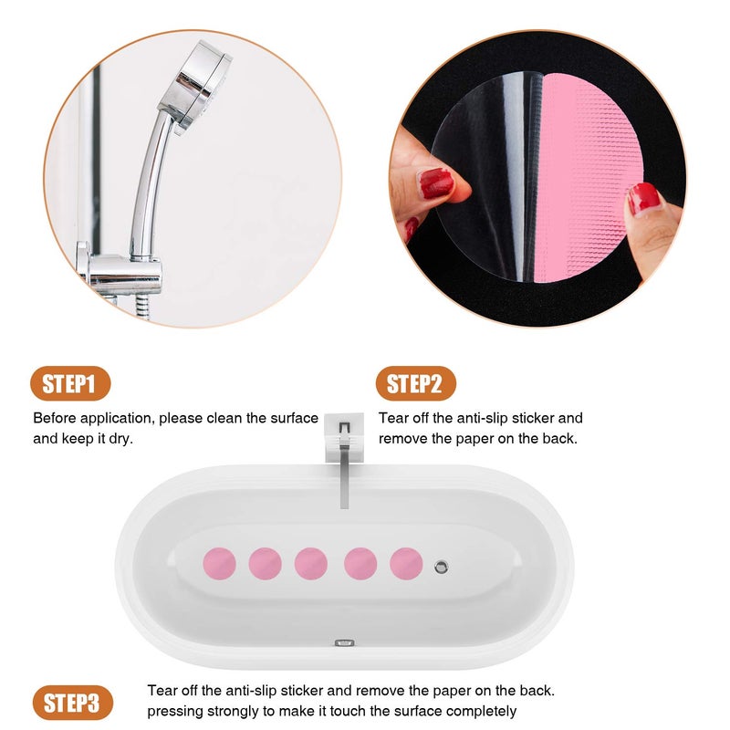 Secopad Original Bathtub Non-Slip Stickers for Tub & Shower Floor, Strong Anti-Slip Shower Stickers with Scraper Ideal for Families with Kids, Adults & Seniors, 24 PCS (Pink) - Image 5